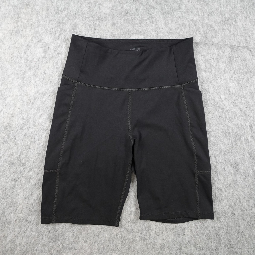 Girlfriend Collective Shorts Women Small Black High Rise Pocket Biker 8" Run Gym